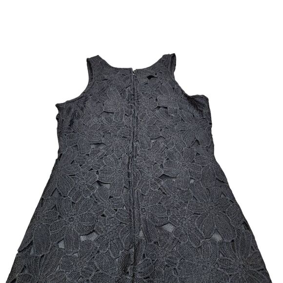 Japna Sheath Black Lace Dress Floral Embroidered Short Sleeveless Whimsigoth M - Picture 6 of 13